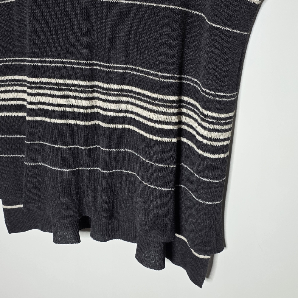 Eileen Fisher Black and white Striped Linen blend poncho style knit top Size 1X - Picture 7 of 8